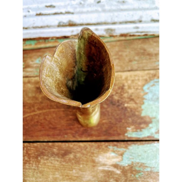 Vintage Brass Victorian Boot Vase Planter - Picture 13 of 13